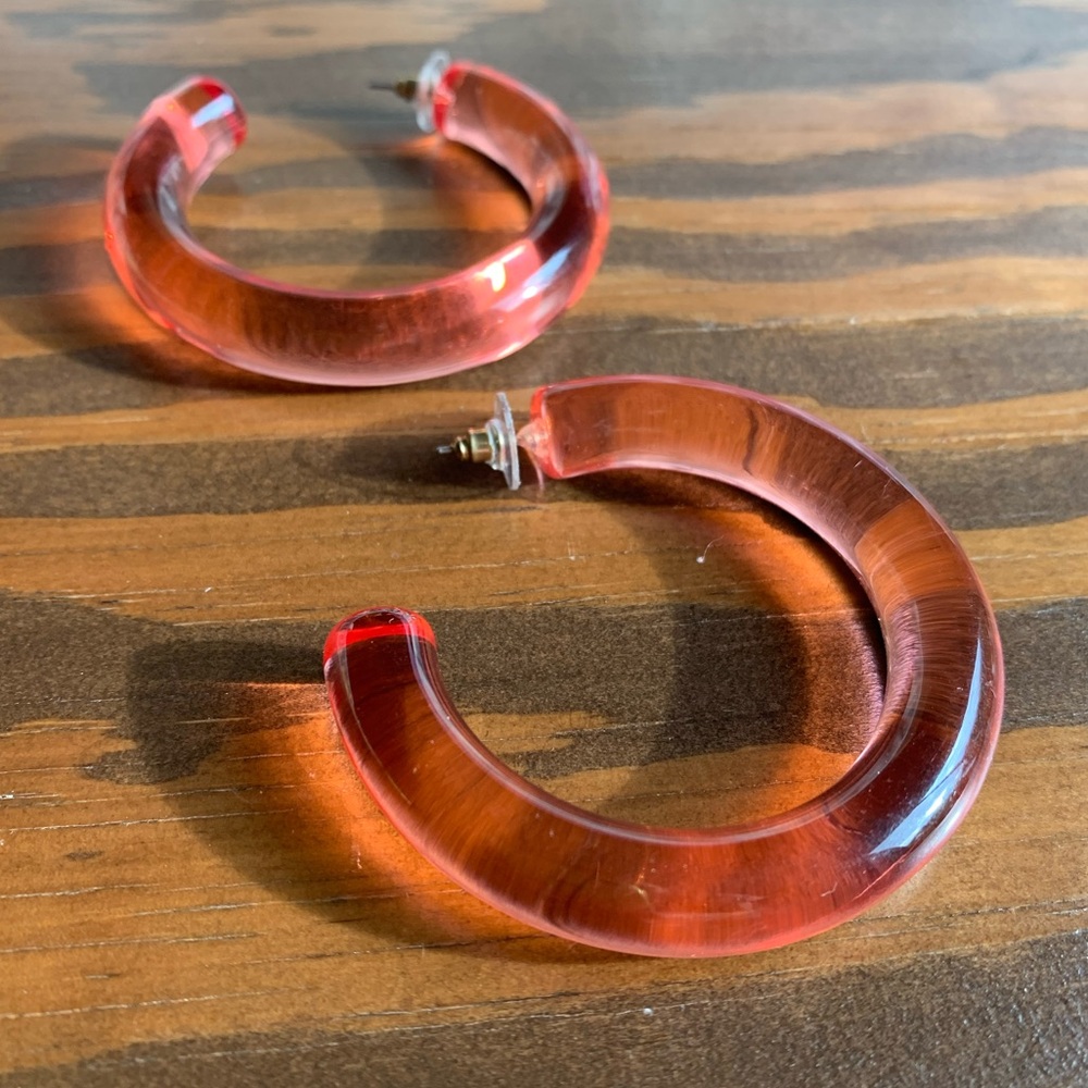 Pink Acrylic Hoops - Picture 3 of 8